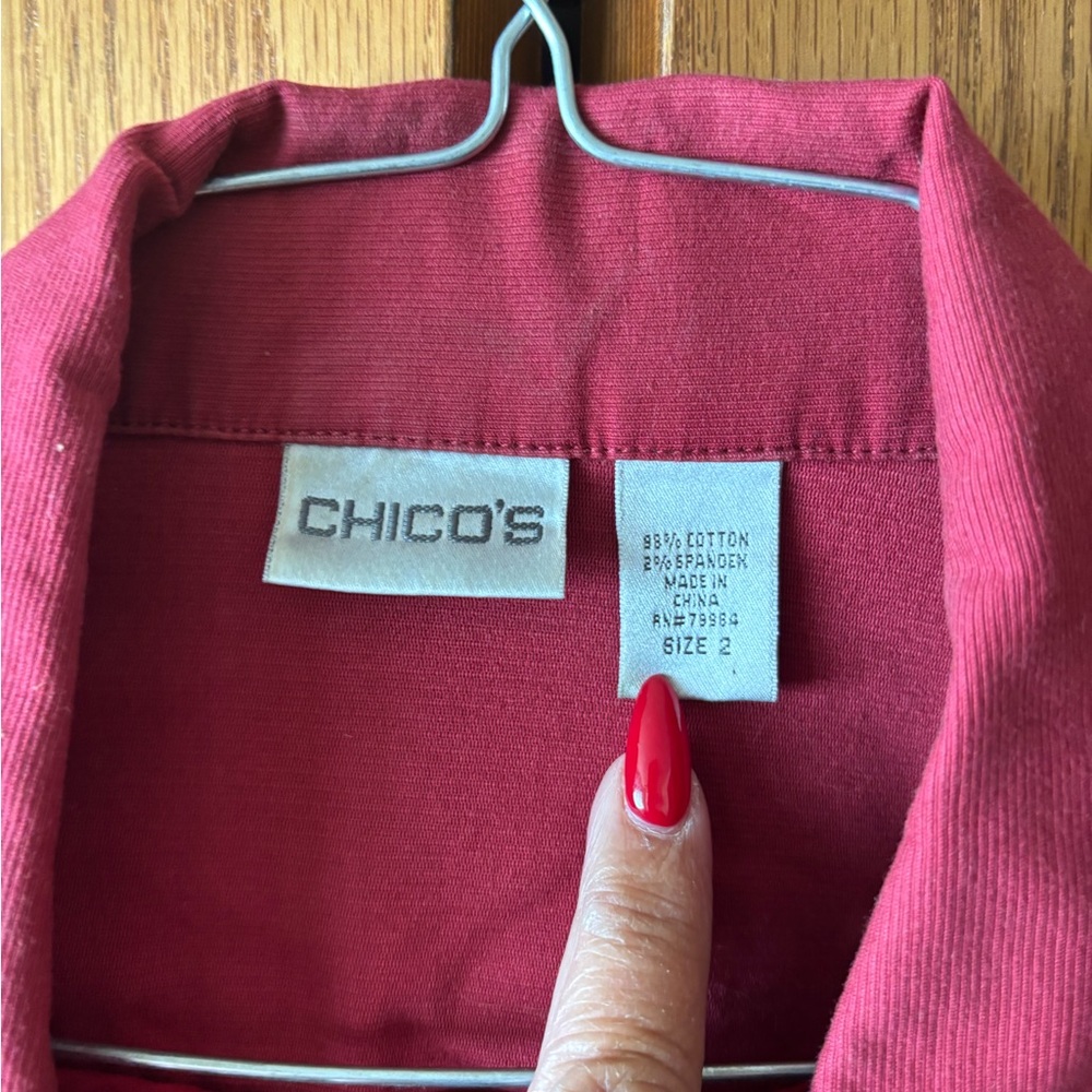 Chico's Red Jean Jacket - Picture 2 of 5